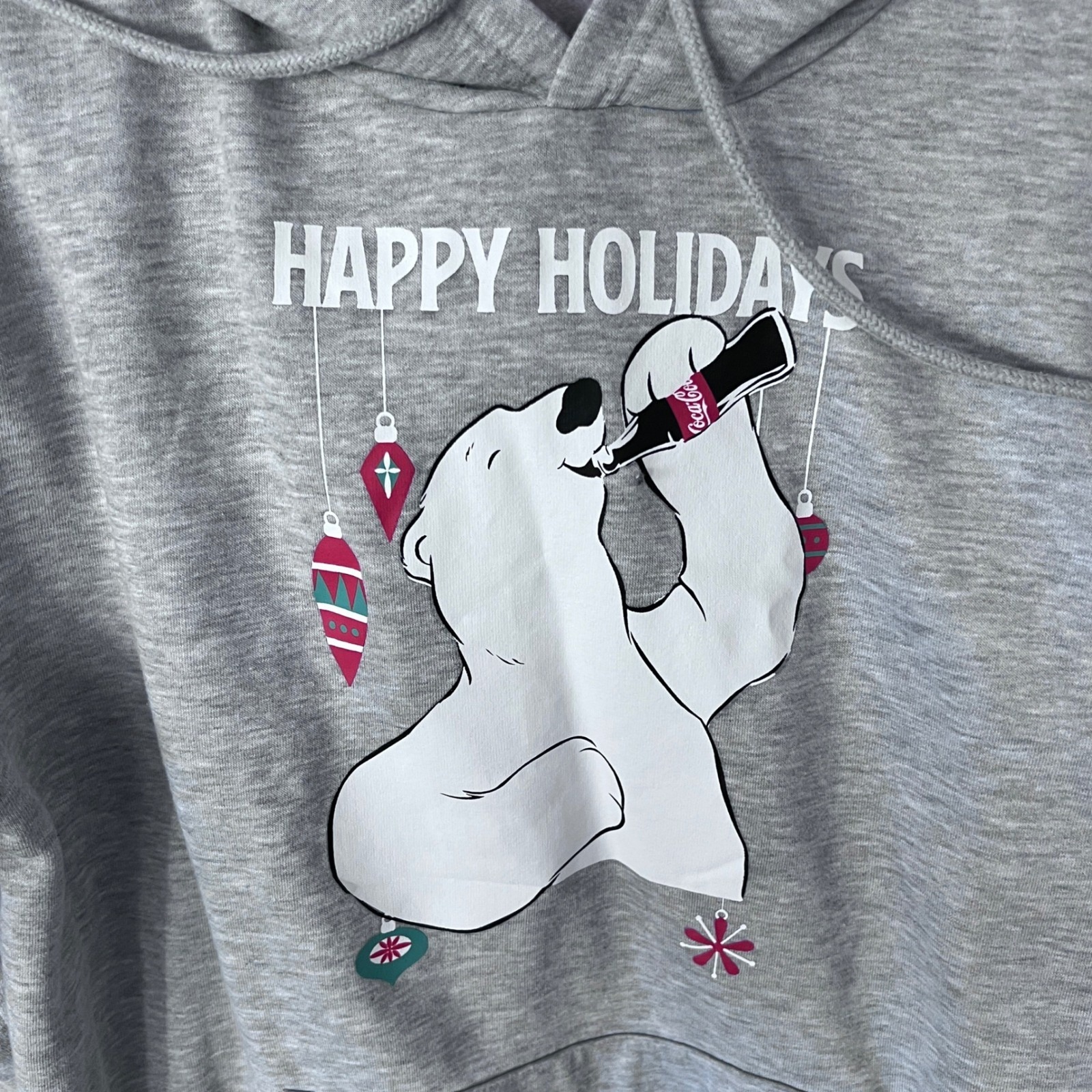 Coca Cola Polar Bear Happy Holidays Hoodie Sweatshirt 2xl Gray Christmas Drink